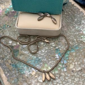 Artist Ball Titanium Moto hand crafted one of a kind 15” 3 drop leaf w earrings